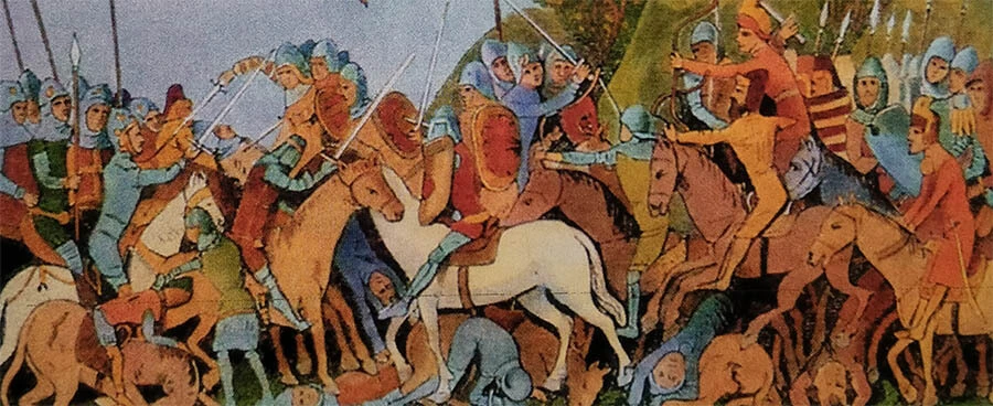 Ғундардың Галлияга басып кіруі. Ортагасырлың миниатюра Ғундардың Галлияга басып кіруі. Ортагасырлың миниатюра